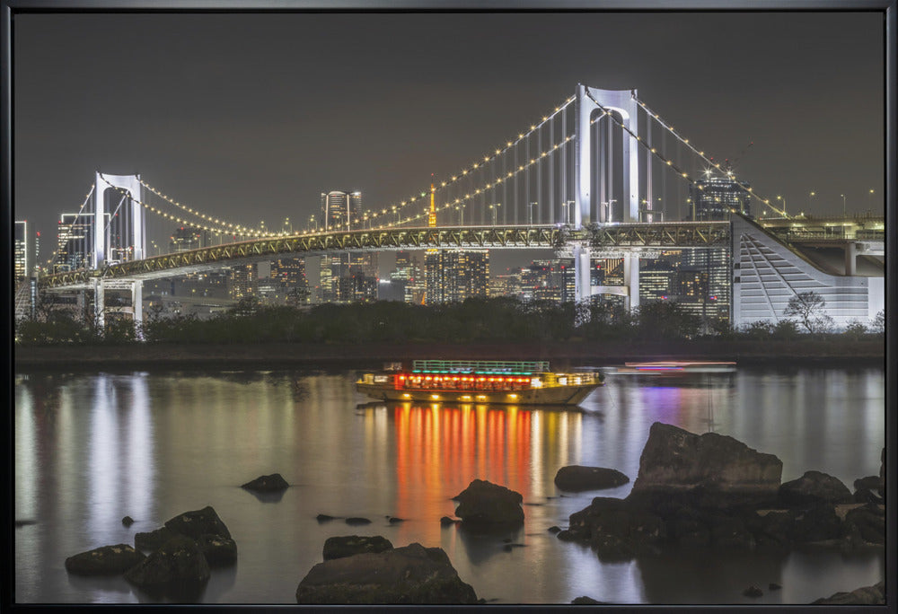 Wall art Charming Rainbow Bridge with Tokyo Skyline in the evening - Panorama