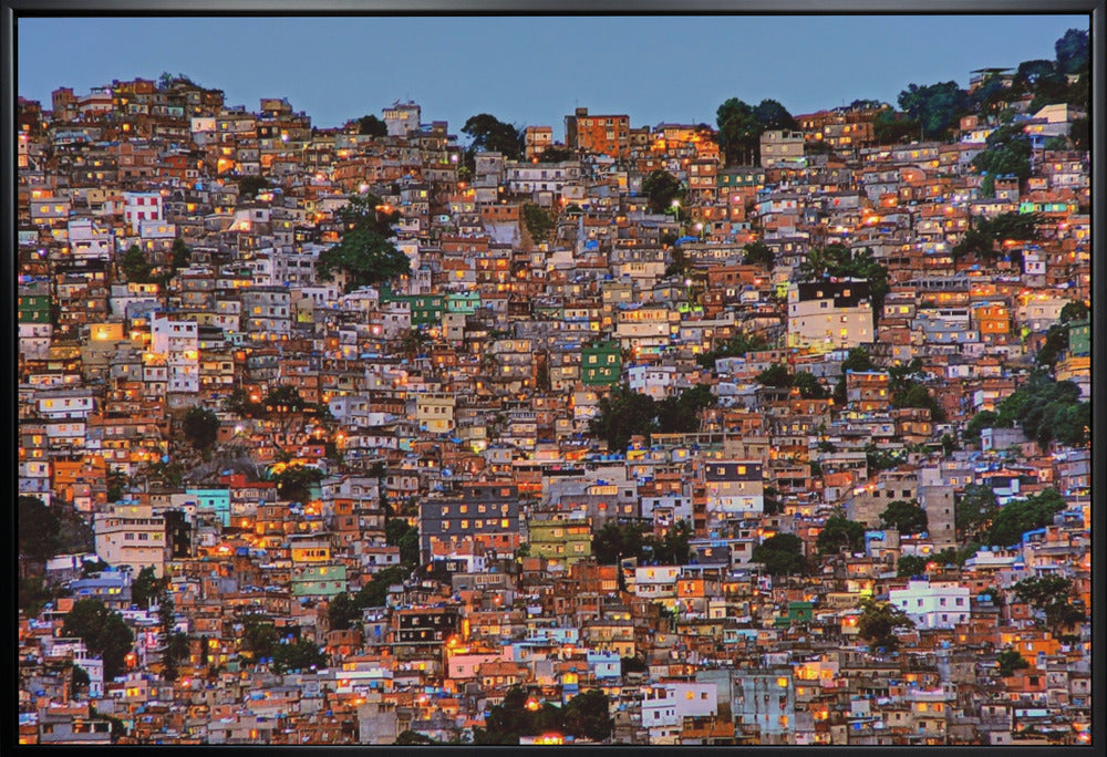 Wall Art Nightfall in the Favela da Rocinha 36X24inch In White Floating Frame