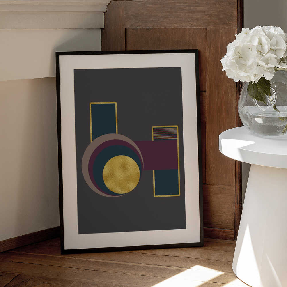 Wall art Squares and Circles 3 Grey Bg