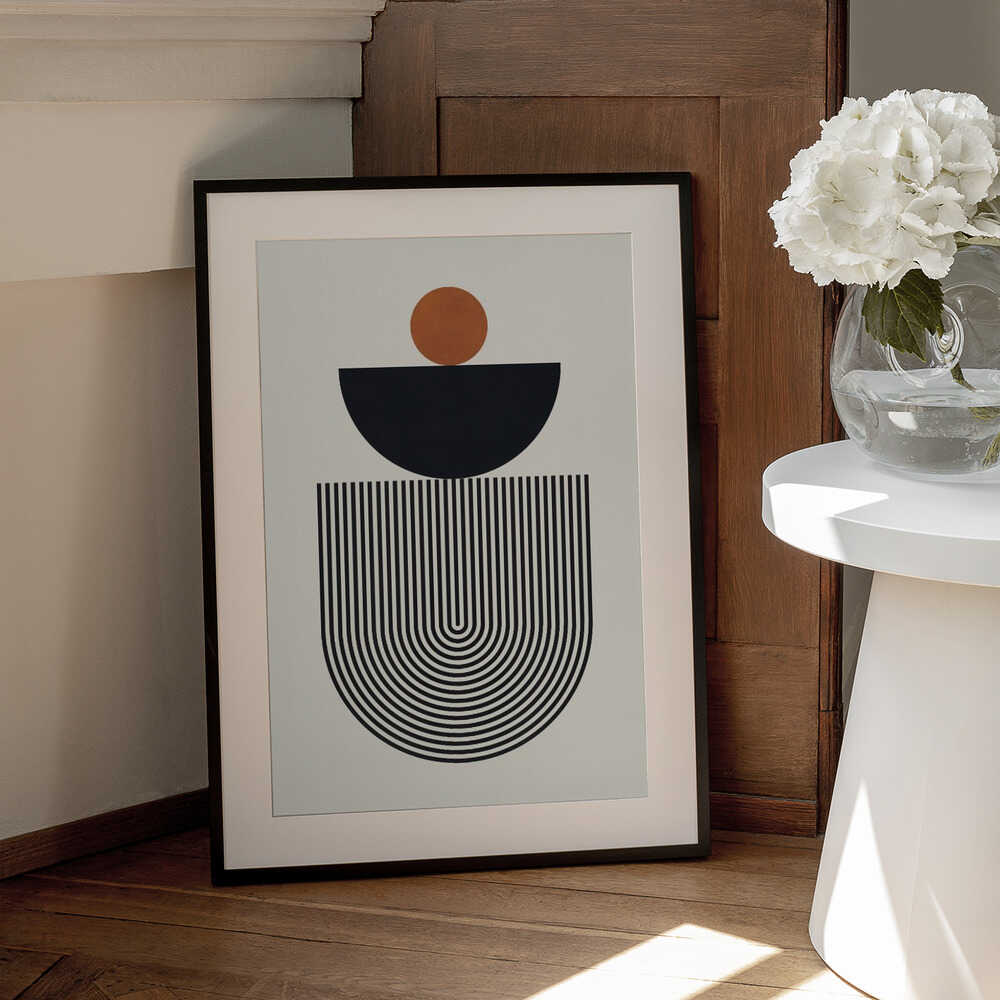 Wall art Geometric Shapes with a Black Semicircle
