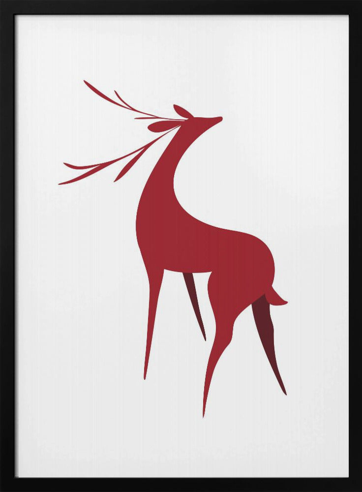 Wall art Stylized retro deer (red)