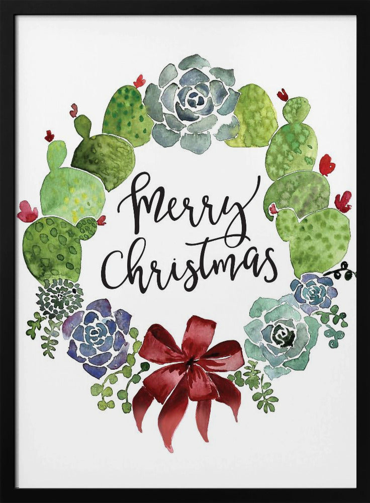 Wall art Cacti and succulent merry Christmas wreath