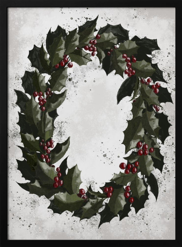 Wall art Splatters holly wreath