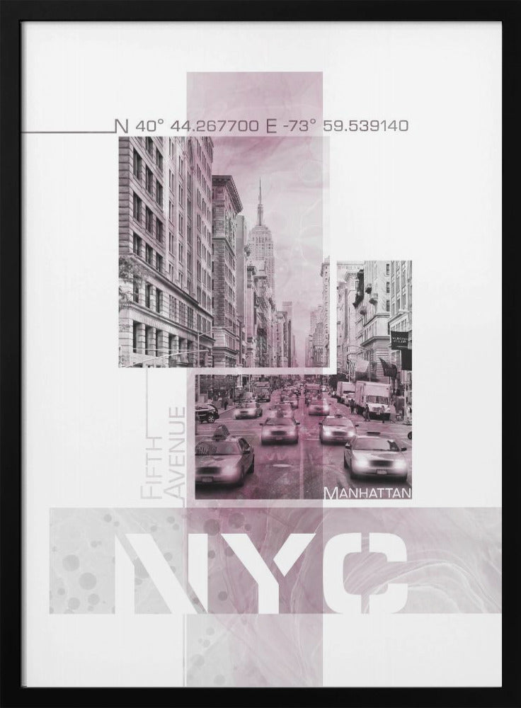 Landscape Photography Canvas Print-wall-art-poster-art-nyc-fifth-avenue-traffic-pink-marble-36X48