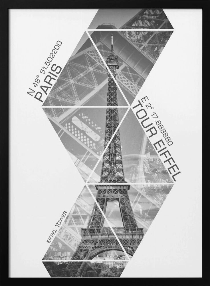 Landscape Photography Canvas Print-wall-art-coordinates-paris-eiffel-tower-monochrome-36X48