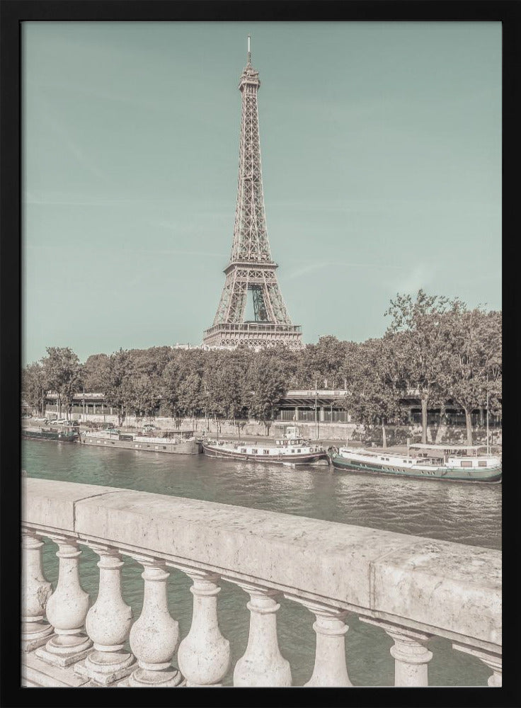 Wall art PARIS Eiffel Tower & River Seine | urban vintage style