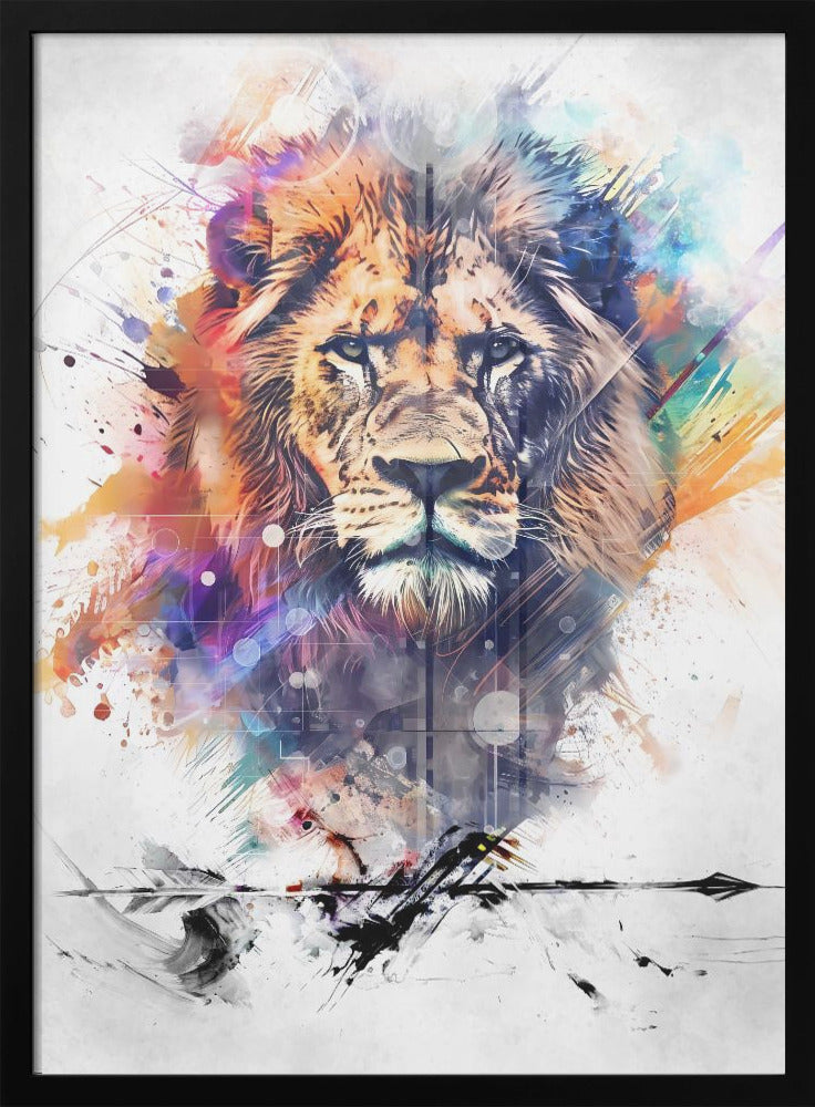 Wall art Lion Poster Art 06 36X48inch In Black Floating Frame