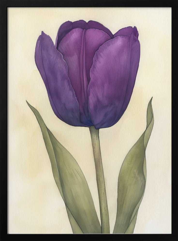 Wall art Purple Tulip 9 36X48inch In Black Floating Frame