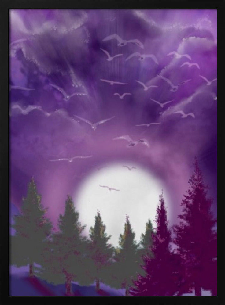 Wall art MOON IN PURPLE SKY Canvas Print