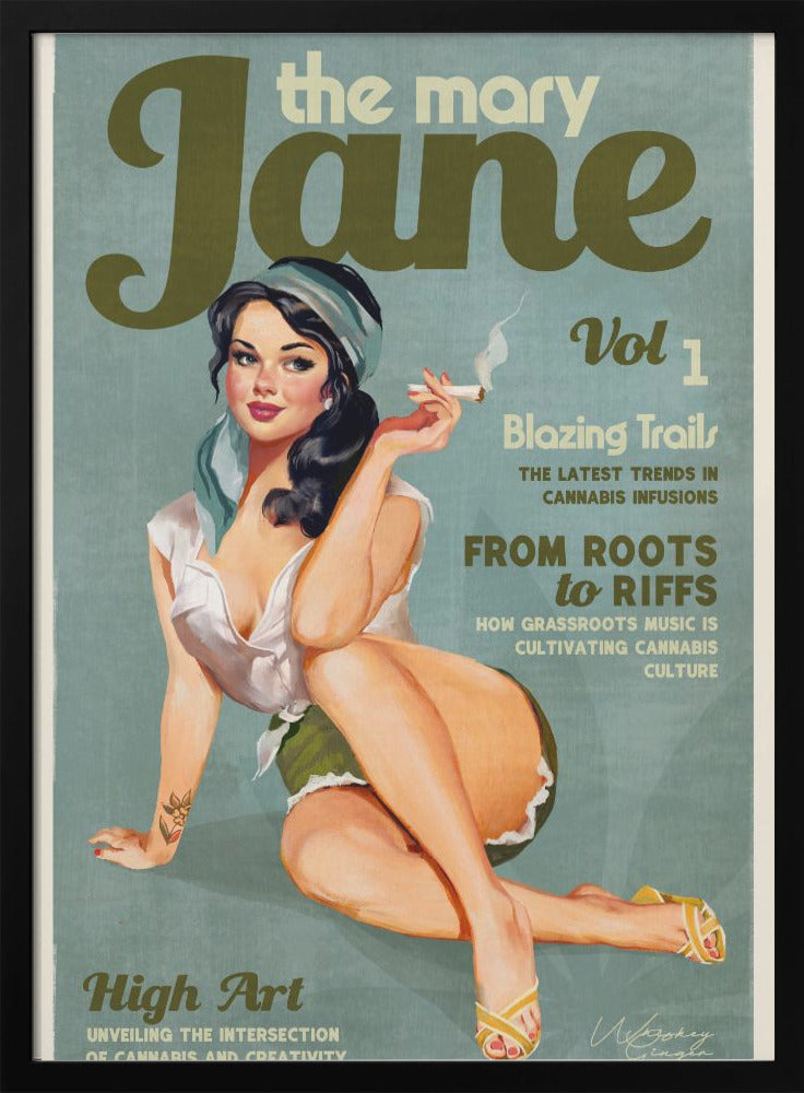 Wall art Mary Jane Retro Vintage Pinup Cannabis Art