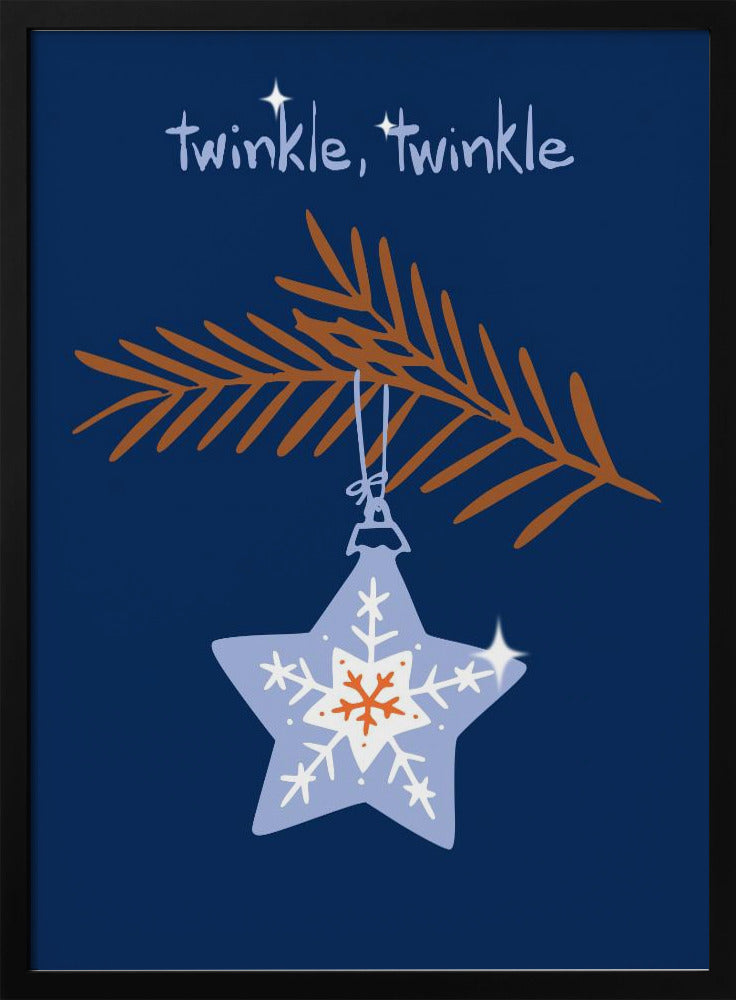 Wall art Cheerful twinkle Christmas star blue