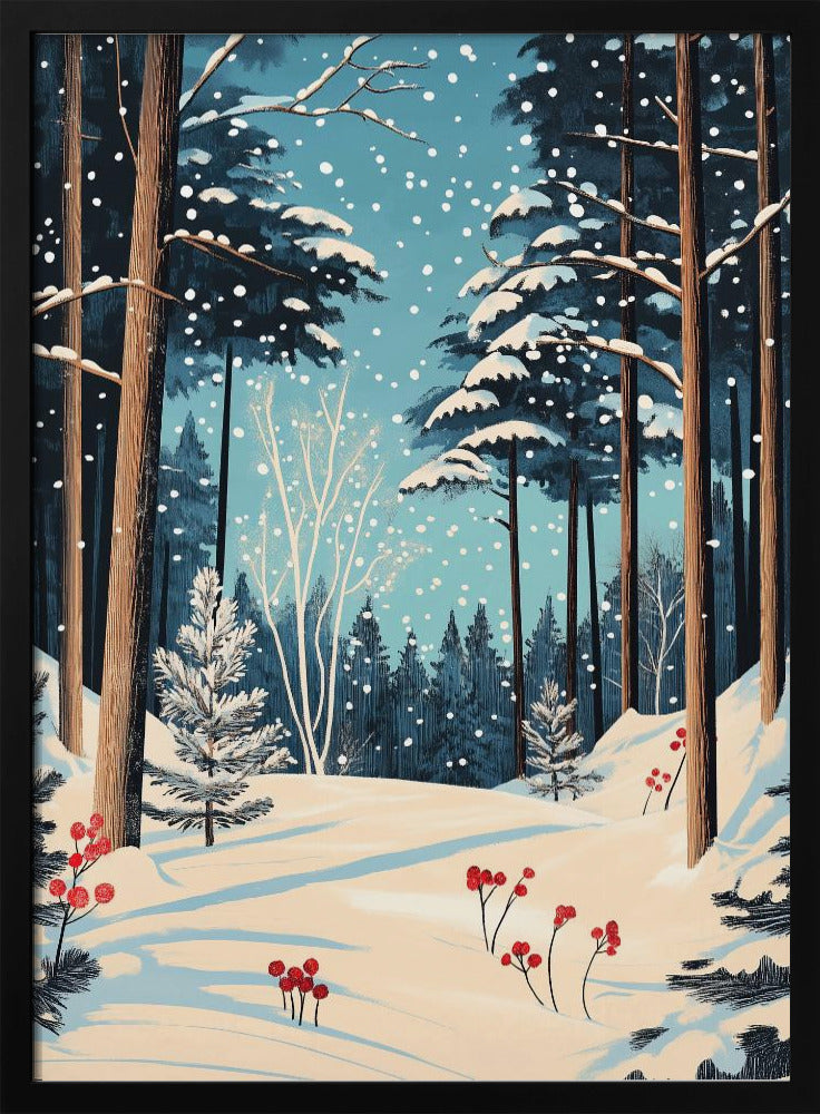 Wall art Christmas Snowy forest Canvas Print