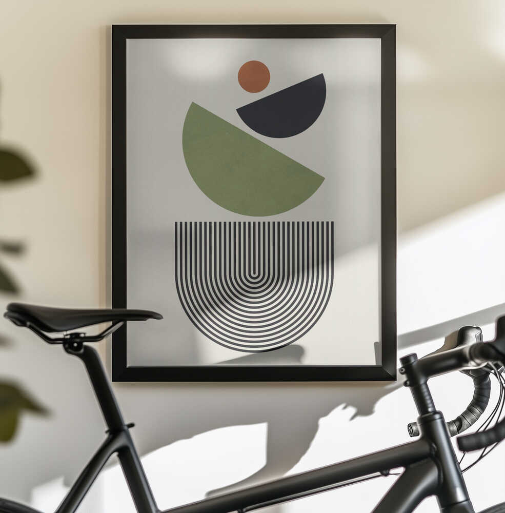 Wall art Geometric Shapes in Green Black and Orange