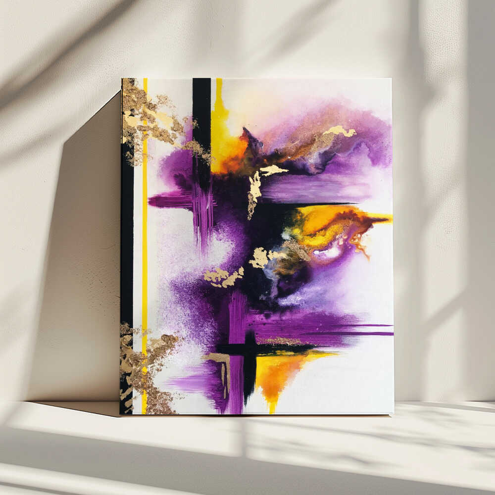 Wall art Geometric Purple and Yellow