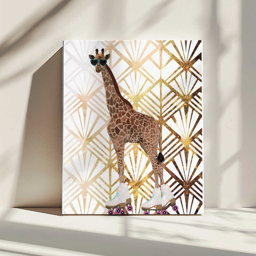 Wall art Giraffe Rollerskates Art Deco