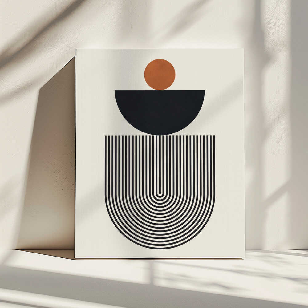 Wall art Geometric Shapes with a Black Semicircle