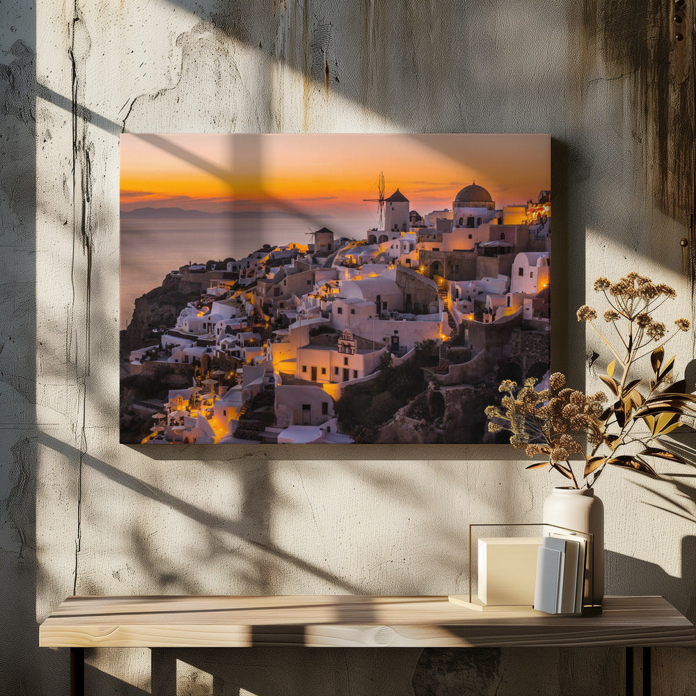 Wall Art Calispera Santorini 48X36inch In Black Floating Frame