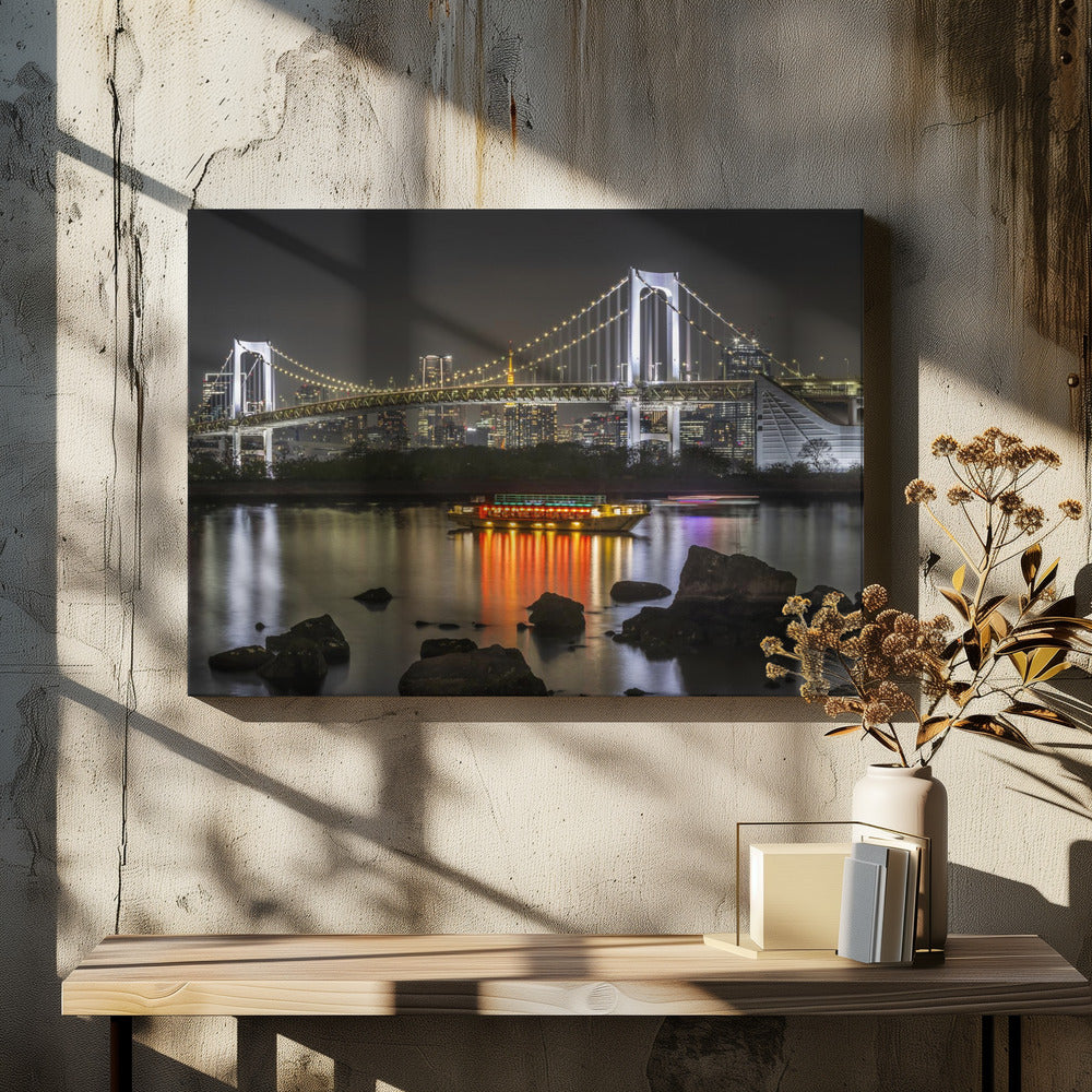 Wall art Charming Rainbow Bridge with Tokyo Skyline in the evening - Panorama