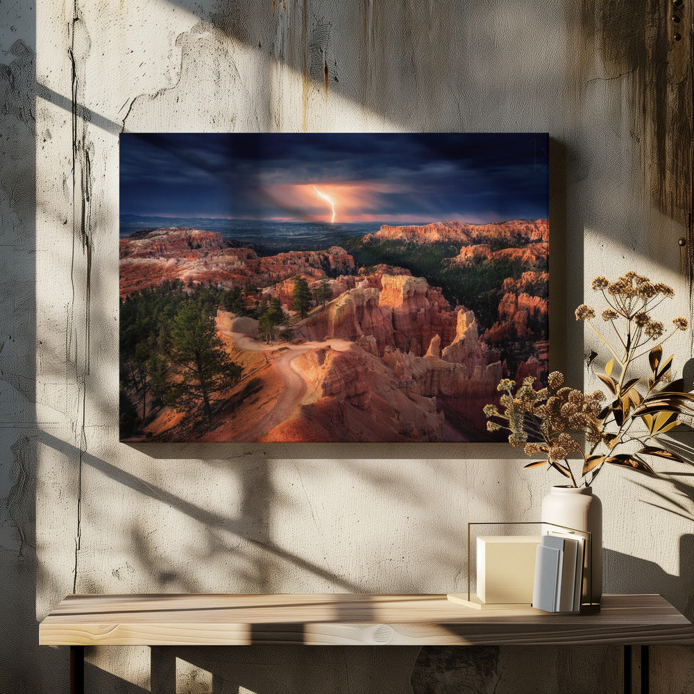 Wall art Lightning over Bryce Canyon Canvas Print