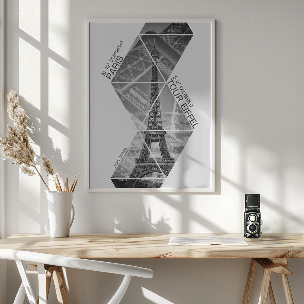 Landscape Photography Canvas Print-wall-art-coordinates-paris-eiffel-tower-monochrome-36X48