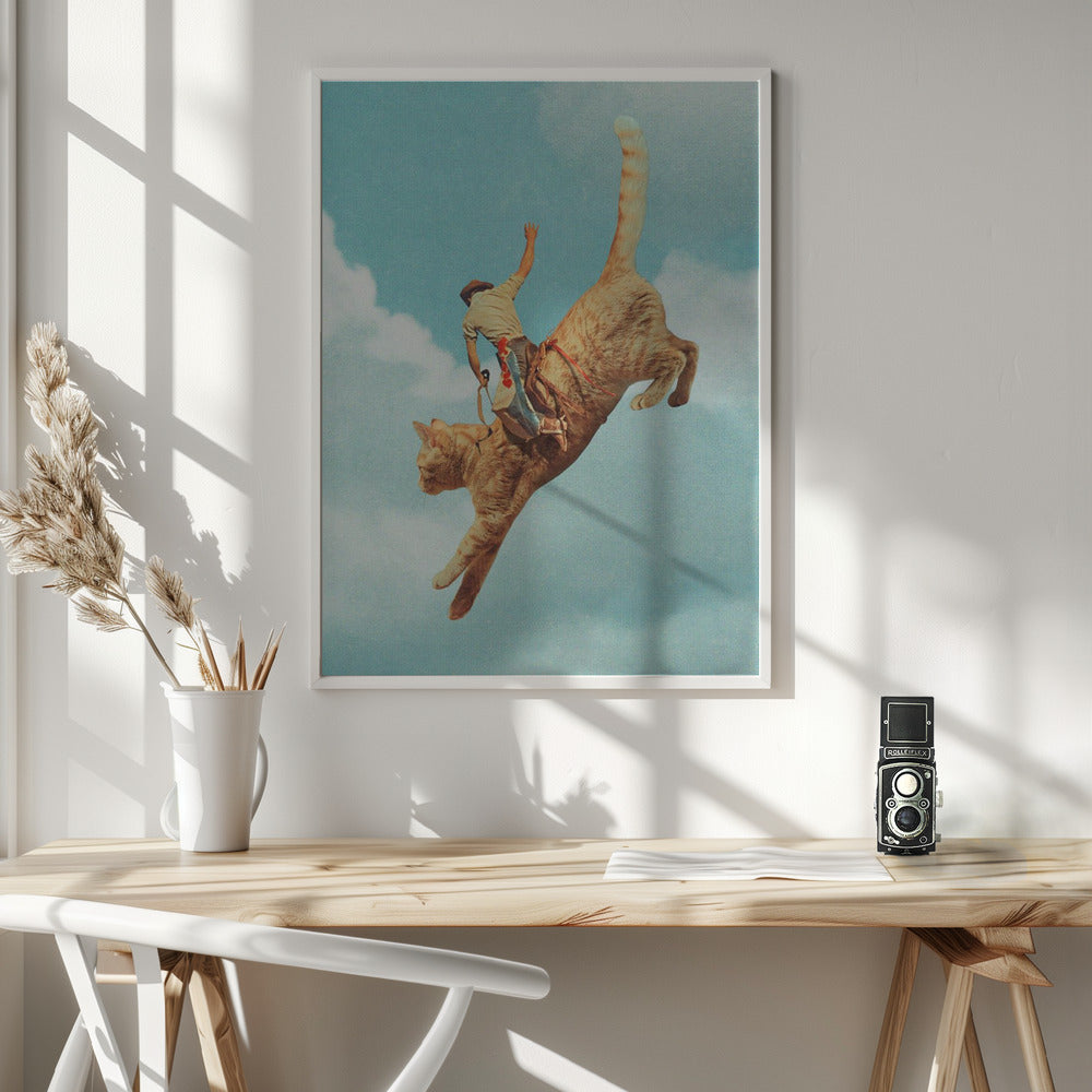  Meehaw   Rodio Cat Wall Artwork In White Floating Frame