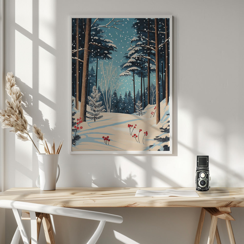 Wall art Christmas Snowy forest Canvas Print