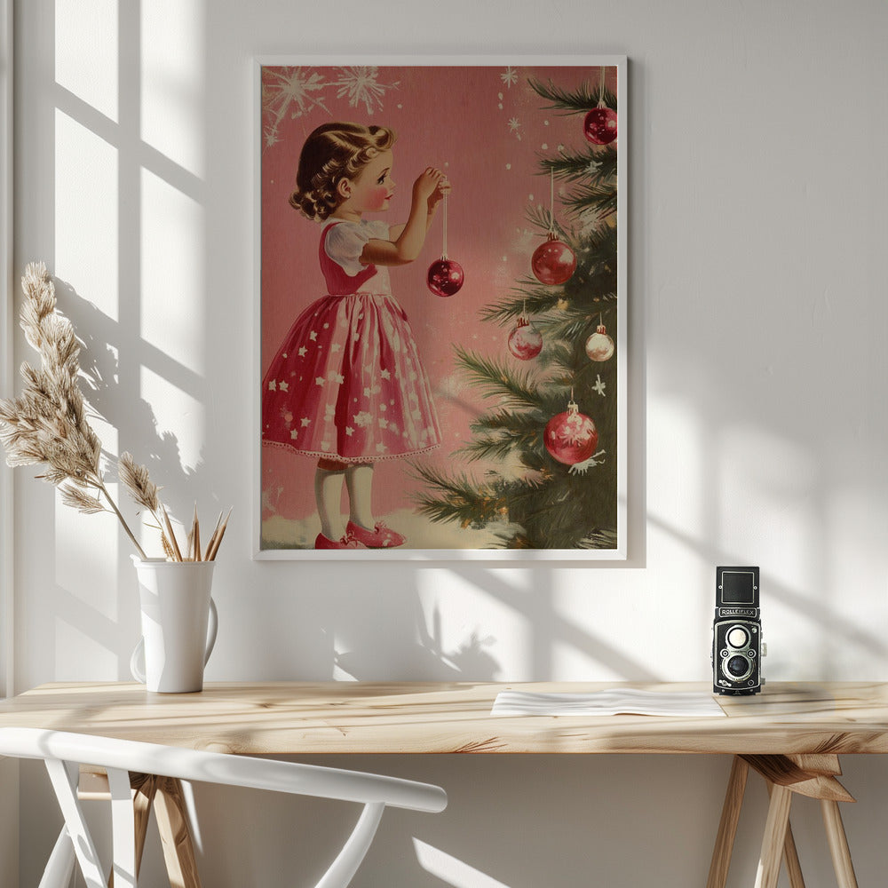 Wall art Girl With Baubles Canvas Print