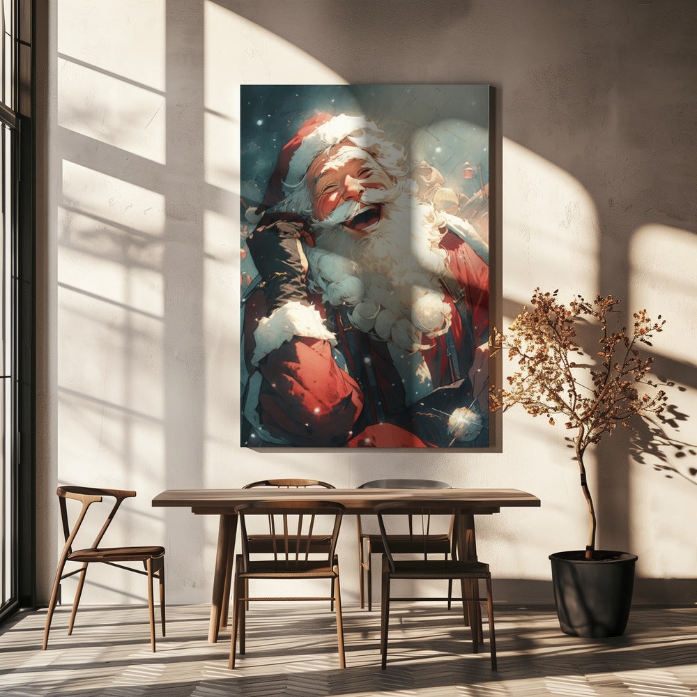 Wall art Laughing Santa-Christmas Decor