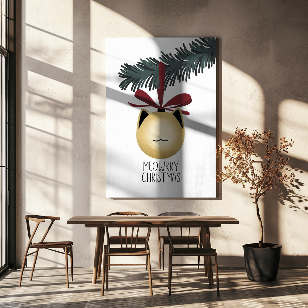 Wall art Meowrry Christmas bauble (gold, white)