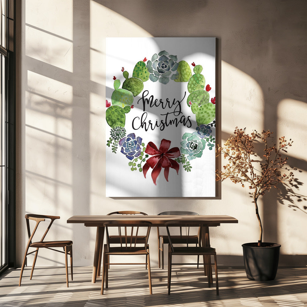 Wall art Cacti and succulent merry Christmas wreath