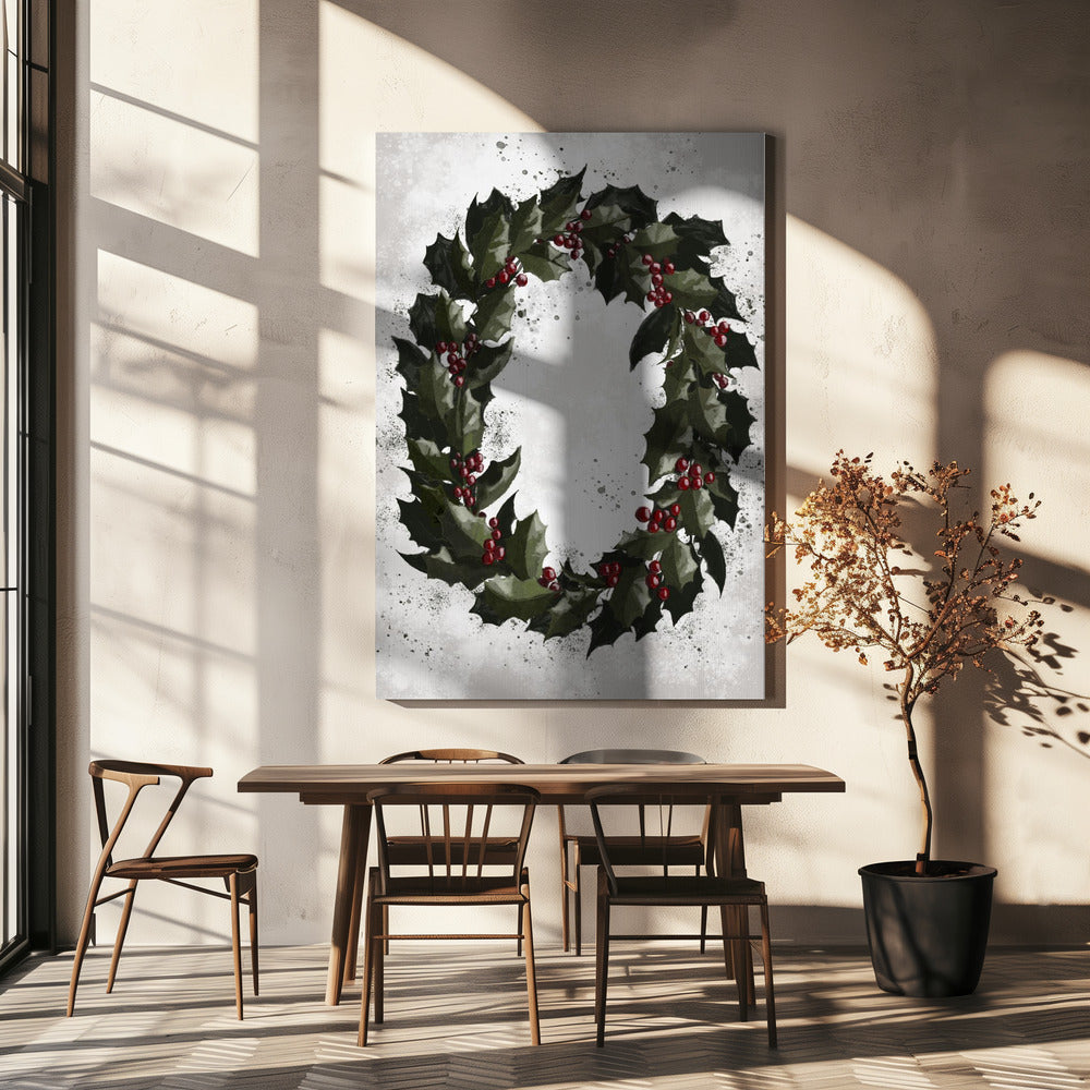 Wall art Splatters holly wreath