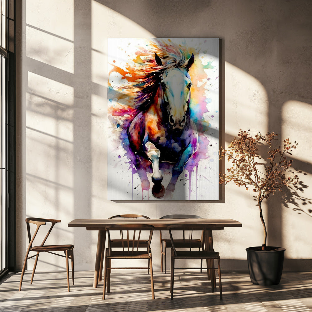 Watercolor Horse (8) 36X48inch In Black Floating Frame