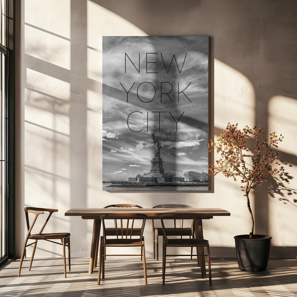 Landscape Photography Canvas Print-wall-art-nyc-statue-of-liberty-text-amp-skyline-24X36