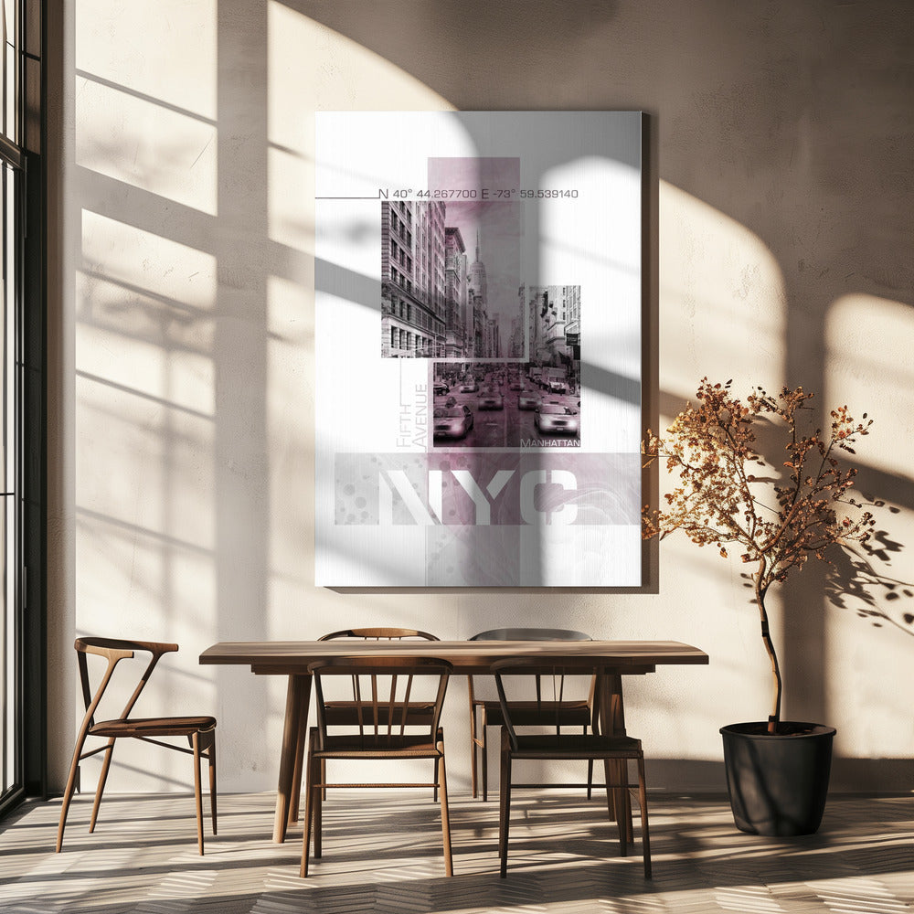 Landscape Photography Canvas Print-wall-art-poster-art-nyc-fifth-avenue-traffic-pink-marble-24X36