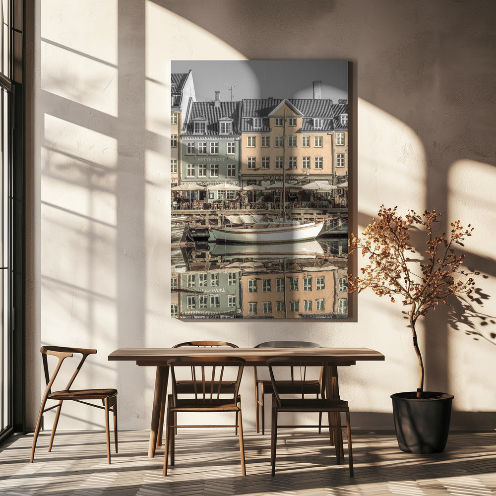 Landscape Photography Canvas Print-wall-art-copenhagen-vintage-quiet-nyhavn-24X36