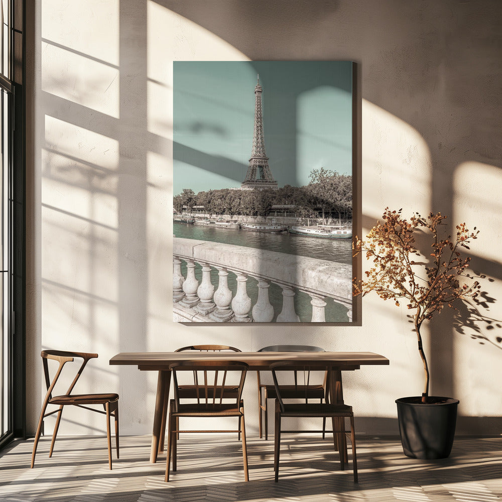 Wall art PARIS Eiffel Tower & River Seine | urban vintage style