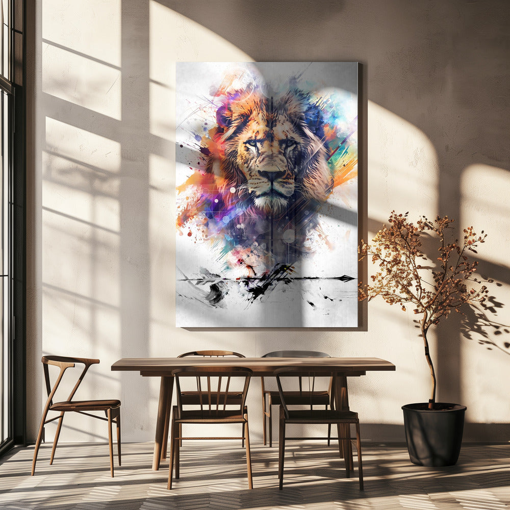 Wall art Lion Poster Art 08 24X36inch Gallery Wrapped (Ready to Hang)