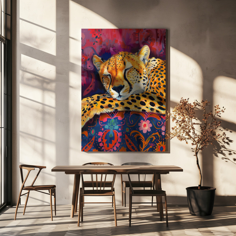 Wall art Resting Cheetah 24X36inch Gallery Wrapped (Ready to Hang)