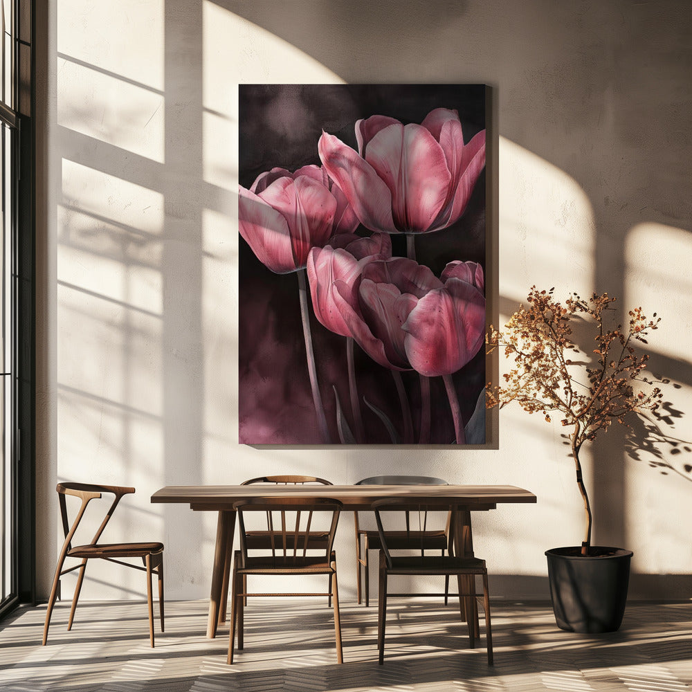 Wall art Purple Tulip 7 24X36inch Gallery Wrapped (Ready to Hang)