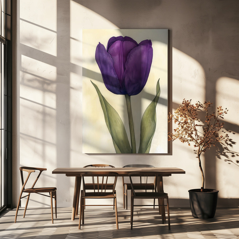 Wall art Purple Tulip 11 24X36inch Gallery Wrapped (Ready to Hang)