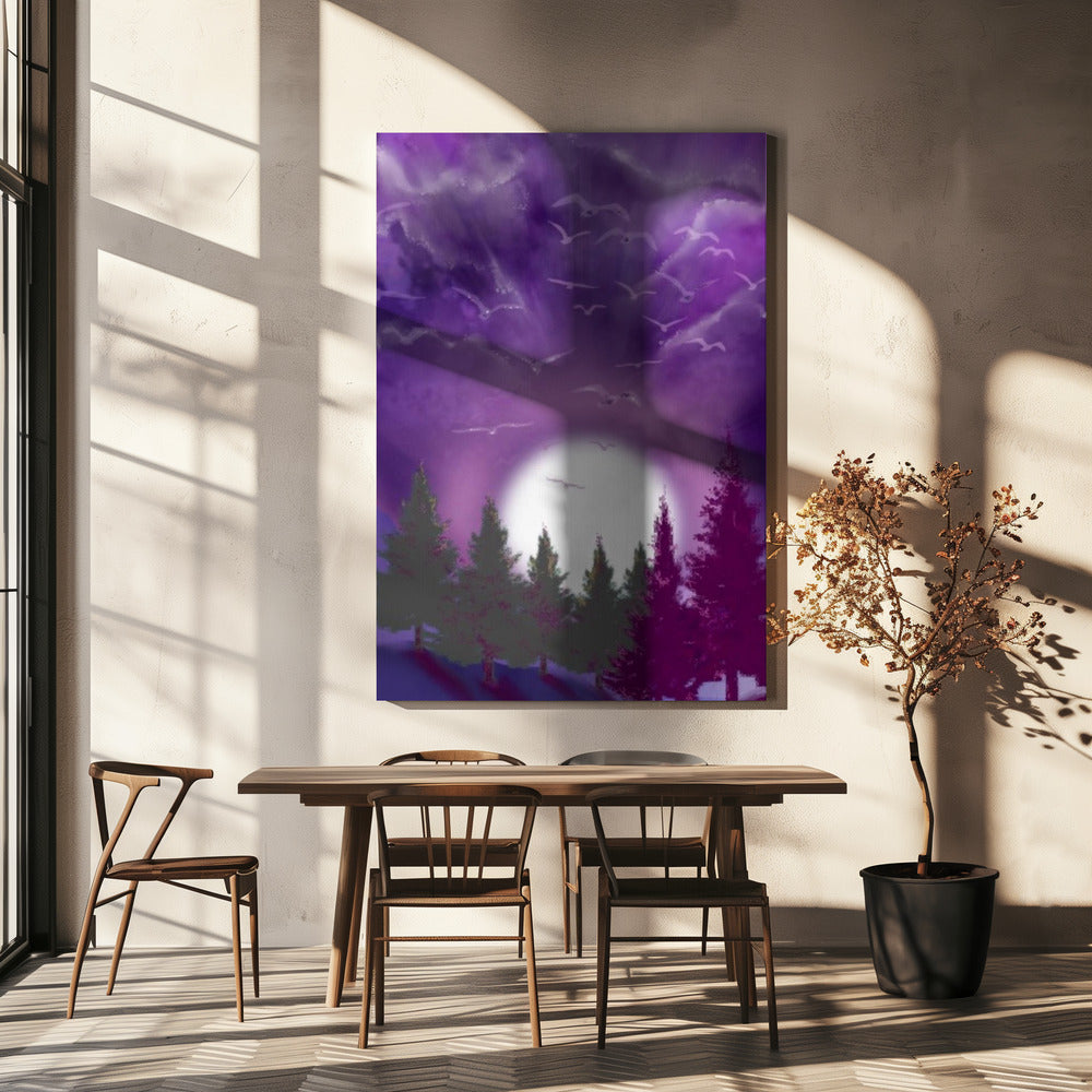 Wall art MOON IN PURPLE SKY Canvas Print