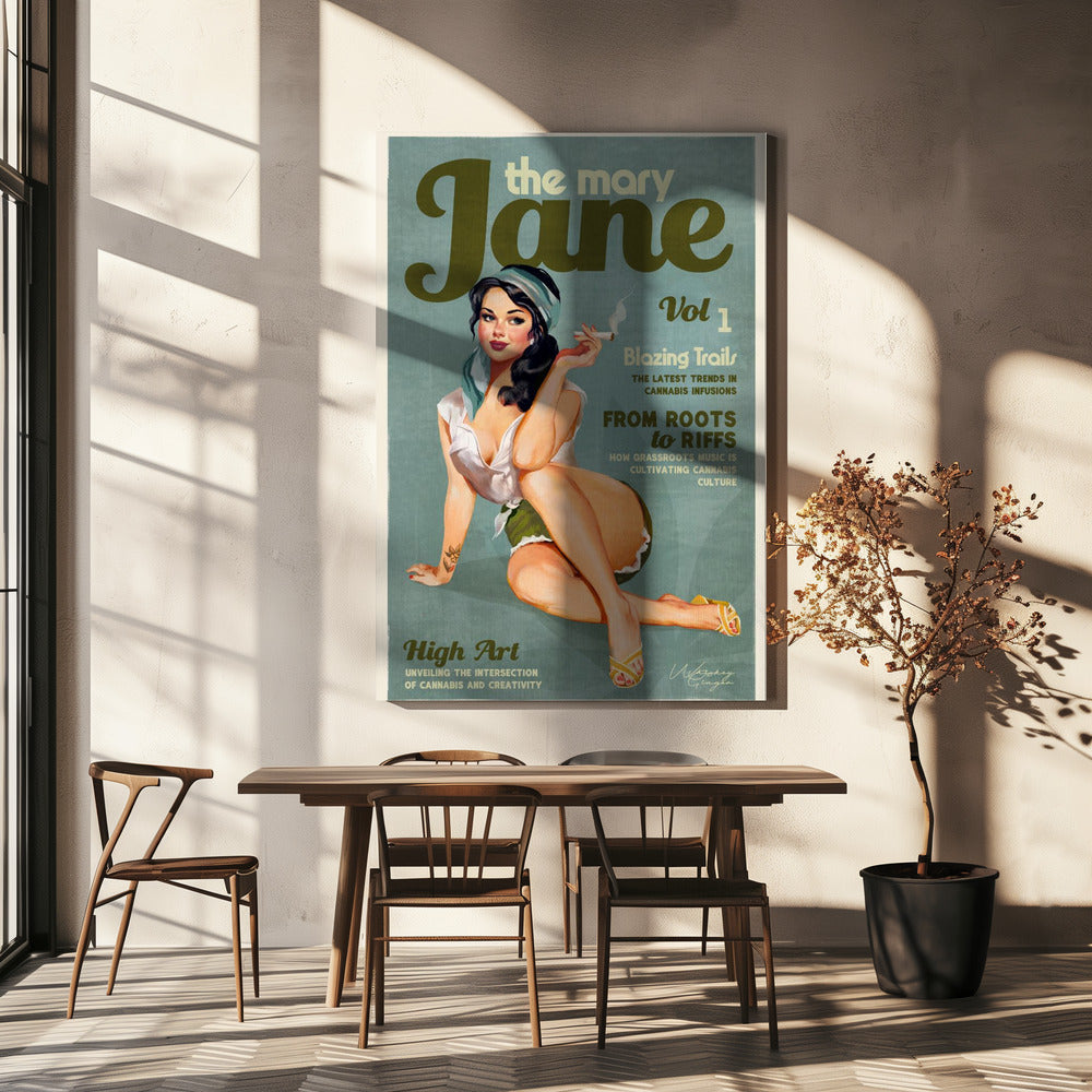 Wall art Mary Jane Retro Vintage Pinup Cannabis Art