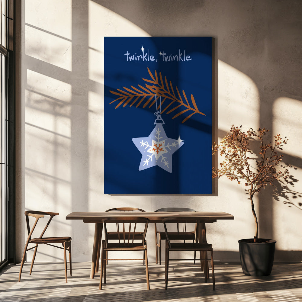 Wall art Cheerful twinkle Christmas star blue