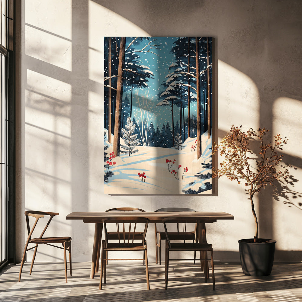 Wall art Christmas Snowy forest