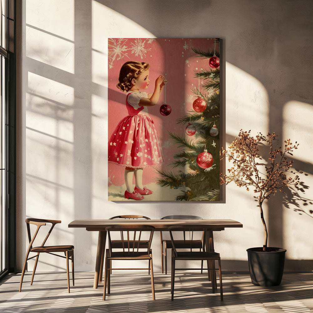 Wall art Girl With Baubles Canvas Print