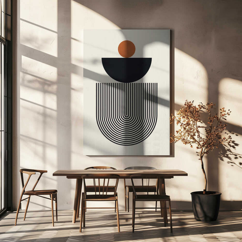 Wall art Geometric Shapes with a Black Semicircle