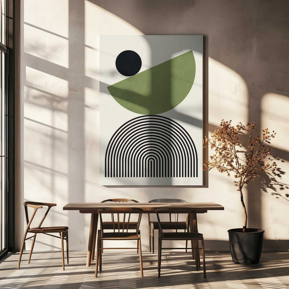 Wall art Geometric Shapes with a Black Circle