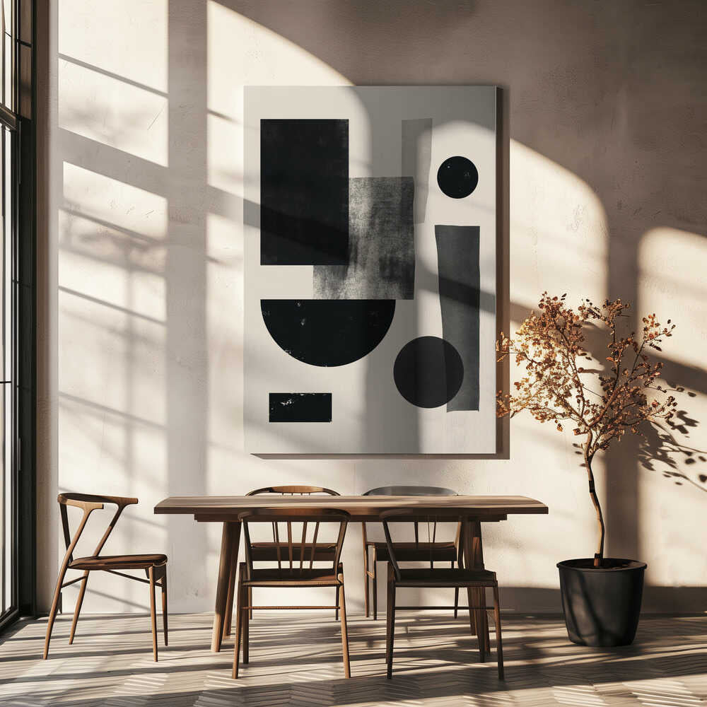 Wall art Black geometry collage