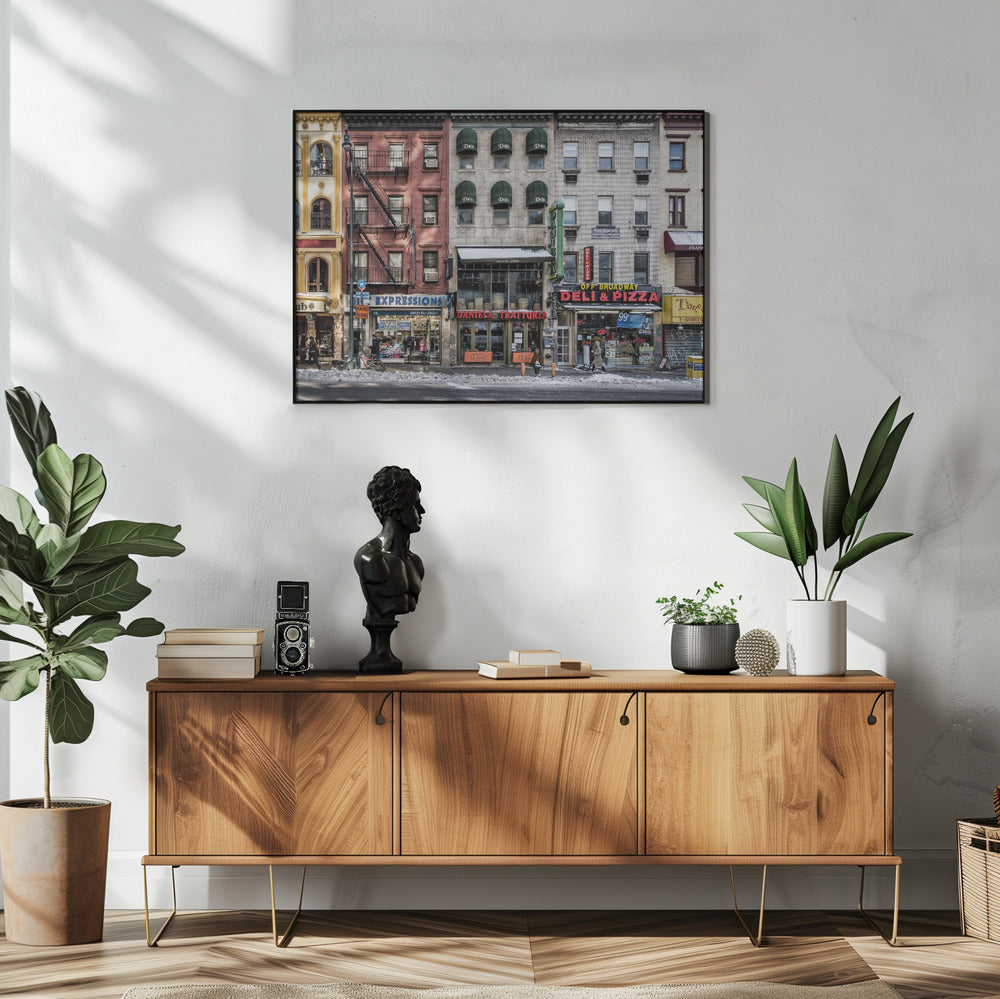 Wall Art A cold day in NY 48X36inch In White Floating Frame