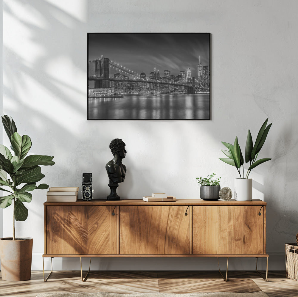 Wall art-BROOKLYN BRIDGE Nightly Impressions - Monochrome